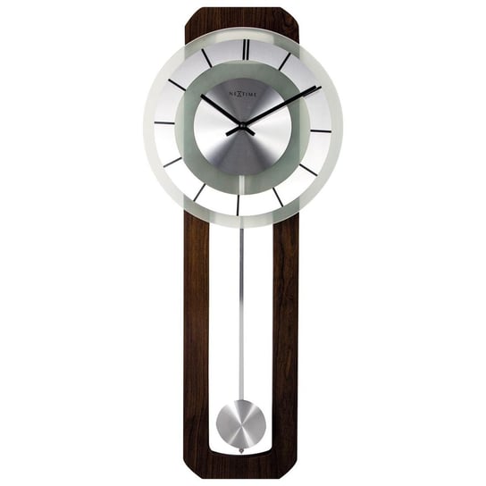NEXTIME Zegar ścienny Retro Pendulum, brązowy, srebrny, 32x80x6,8 cm Nextime