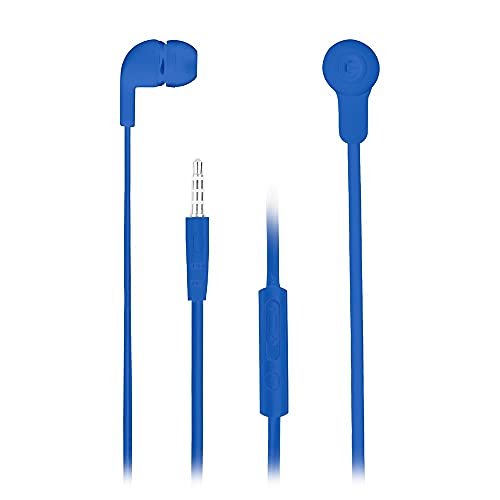 NGS CROSSSKIP Blue - słuchawki douszne, słuchawki z mikrofonem i kablem, słuchawki stereo z złączem jack 3,5 mm i przyciskiem wielofunkcyjnym, niebieskie NGS
