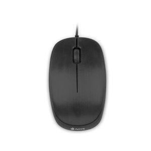NGS FLAME BLACK - Mysz optyczna 1000dpi z przewodem USB, mysz do komputera lub laptopa z 3 przyciskami, oburęczna, czarna NGS