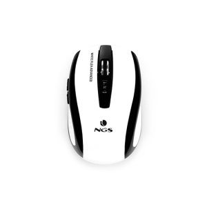 NGS FLEA ADVANCED WHITE – bezprzewodowa mysz optyczna 2,4 GHz, mysz USB USB do komputera stacjonarnego lub laptopa z 2 przyciskami i kółkiem przewijania, 800/1600 dpi, biała i czarna NGS