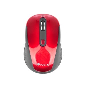 NGS HAZE RED – Bezprzewodowa mysz optyczna 2,4 GHz, mysz USB USB do komputerów stacjonarnych lub laptopów z 3 cichymi i metalowymi kółkami przewijania, 800/1600 dpi, czerwona NGS