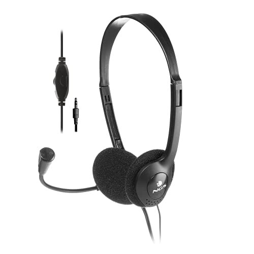 NGS MS103 Pro – Słuchawki z mikrofonem do komputera PC z regulacją głośności, słuchawkami przewodowymi i złączem Jack 3,5 mm NGS