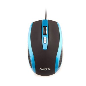 NGS TICK BLUE - Mysz optyczna 800/1600 dpi z przewodem USB, mysz do komputera lub laptopa z 6 przyciskami, ergonomia dla praworęcznych, niebieska i czarna NGS