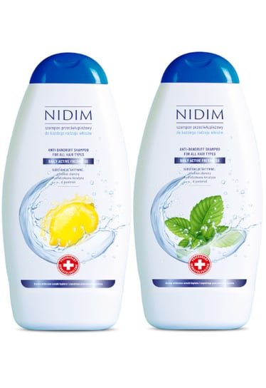 Nidim, Zestaw Szampon Przeciwłupieżowy, Cytrynowy I Miętowy, 2x750ml Nidim