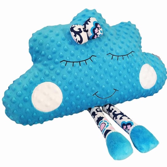 Niebieska poduszka dekoracyjna chmurka minky z nogami 45 x 25 cm Olimagia