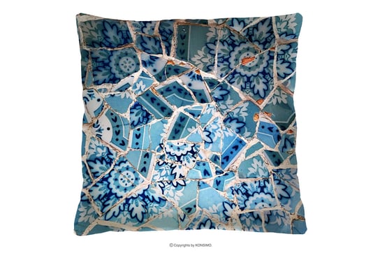 Niebieska poduszka we wzory ozdobna LUCENS Konsimo