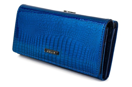 Niebieski piękny damski portfel skórzany Julia Rosso bigiel F65 niebieski Julia Rosso