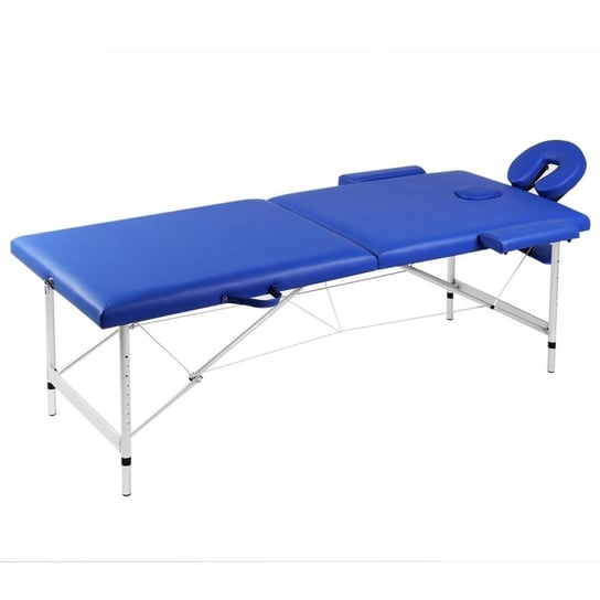 Niebieski składany stół do masażu 2 strefy z aluminiową ramą vidaXL