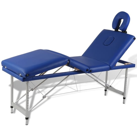 Niebieski składany stół do masażu 4 strefy z aluminiową ramą vidaXL