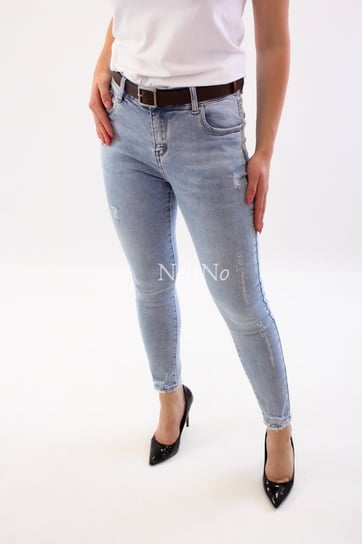 Niebieskie jeansowe spodnie z cekinkami Smile L Nelino