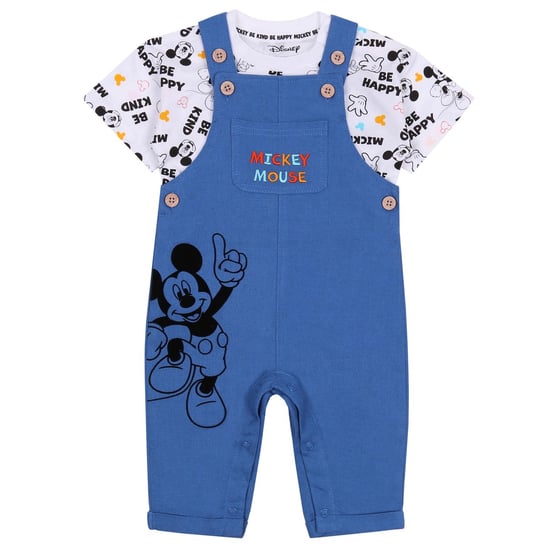 Niebieskie, niemowlęce ogrodniczki + koszulka Myszka Mickey DISNEY Disney