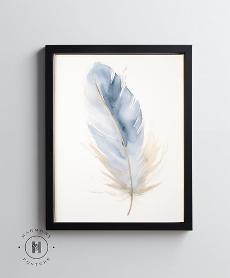 Niebieskie pióro - 40x50 cm - Bez ramy Harmony Posters
