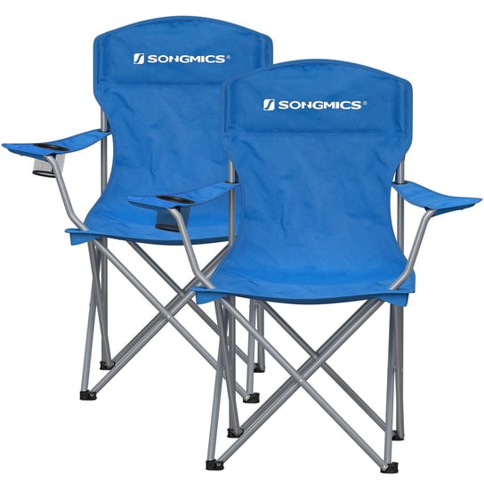 Niebieskie praktyczne składane krzesła turystyczne kempingowe 2 szt. Songmics