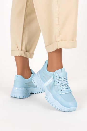 Niebieskie sneakersy na platformie buty sportowe sznurowane Casu BL367P-D-38 Casu