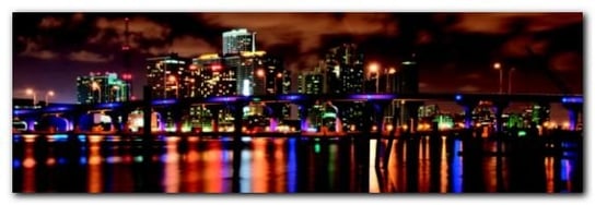 Night View of Miami plakat obraz 95x33cm Wizard+Genius