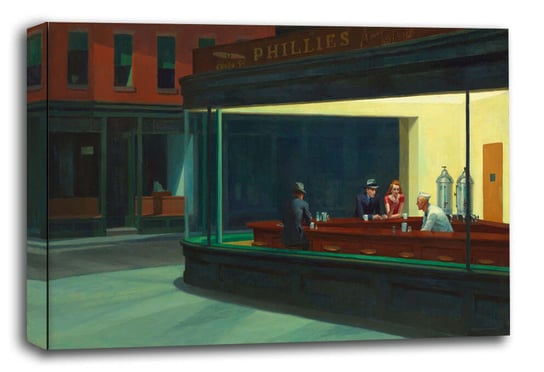 Nighthawks, Edward Hopper - obraz na płótnie 90x60 cm Galeria Plakatu