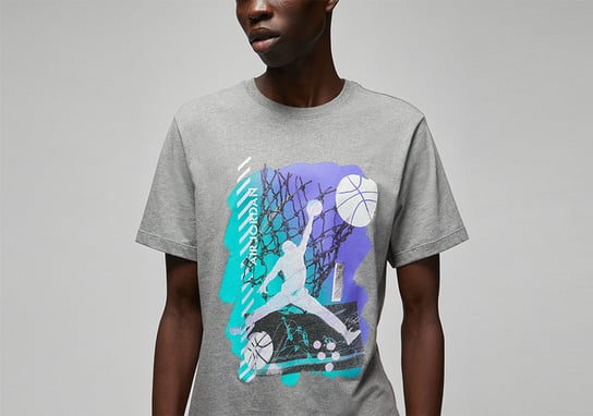 Nike Air Jordan Brand Graphic Crew 1 Tee Carbon Heather Jordan