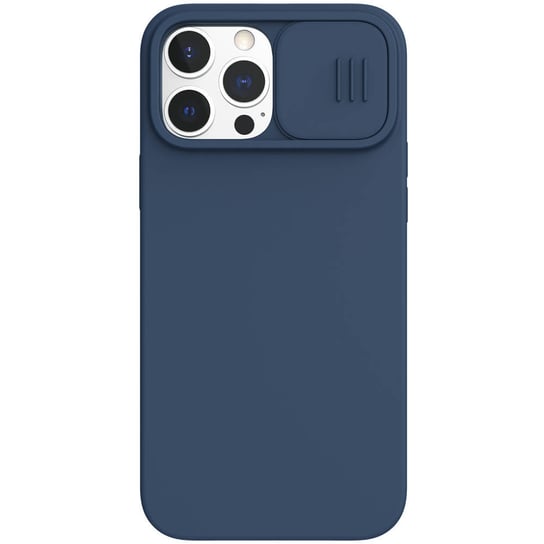 Nillkin CamShield Silky Silicone Case etui pokrowiec z osłoną na aparat do iPhone 13 Pro Max niebieski Nillkin