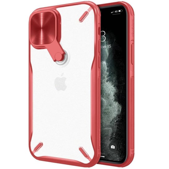 Nillkin Cyclops Case wytrzymałe etui z osłoną na aparat i składaną podstawką iPhone 12 Pro / iPhone 12 czerwony Nillkin