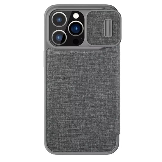 Nillkin Qin Cloth Pro Case etui do iPhone 13 Pro Max osłona na aparat kabura pokrowiec obudowa z klapką szary 4kom.pl