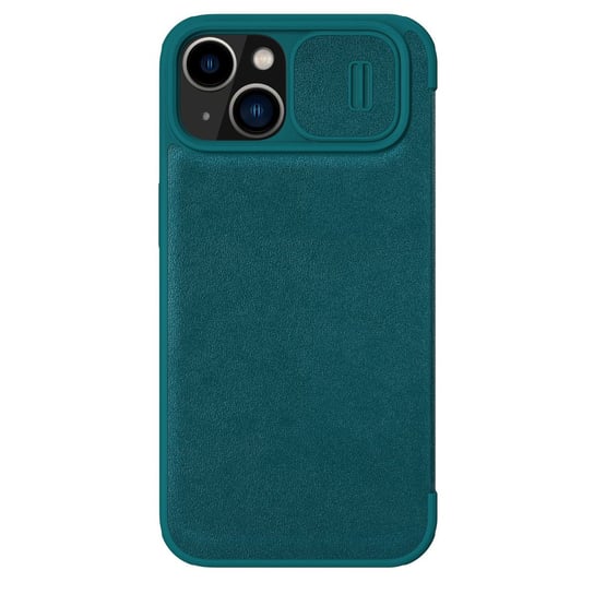 Nillkin Qin Leather Pro Case etui iPhone 14 Plus osłona na aparat kabura pokrowiec obudowa z klapką zielony Nillkin