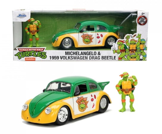 ninja turtles - michelangelo & 1959 volkswagen drag beetle - 1:24 Jada