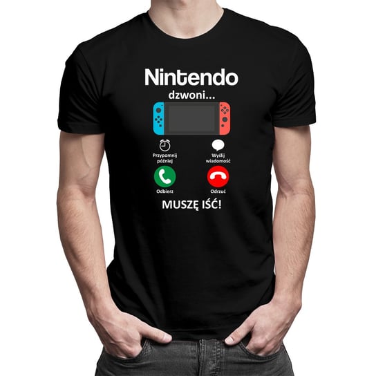 Nintendo dzwoni, muszę iść - męska koszulka z nadrukiem Koszulkowy