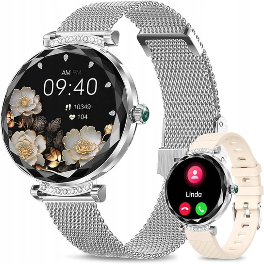 Niolina Smartwatch Damski AMOLED Srebro Połączenia IP68 BT5.2 Inna marka