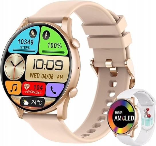 niolina smartwatch dla kobiet AMOLED 1,43" bluetooth android iOS 2 paski J4