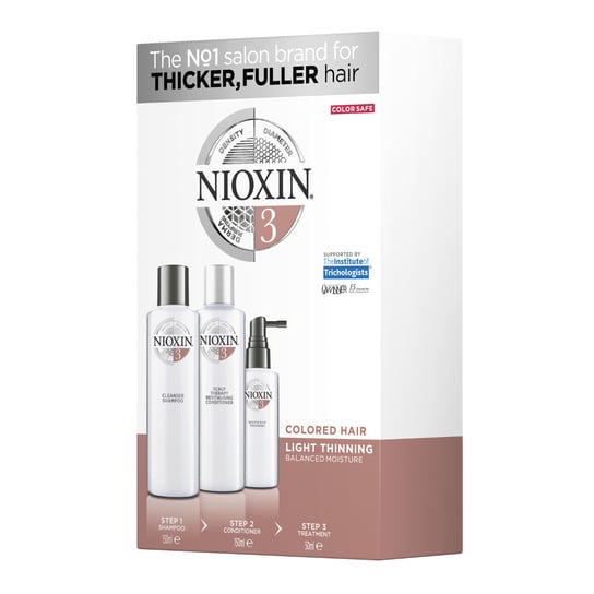 Nioxin System 3 SMALL, Zestaw do włosów farbowanych i lekko przerzedzonych Nioxin
