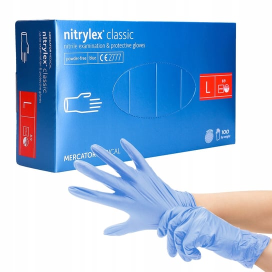 Nitrylex, Rękawice Nitrylowe Bezpudrowe Blue L, 100 Szt. Nitrylex