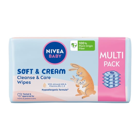 NIVEA BABY Chusteczki nawilżane Biodegradowalne Soft & Cream 4x 57 sztuk Nivea