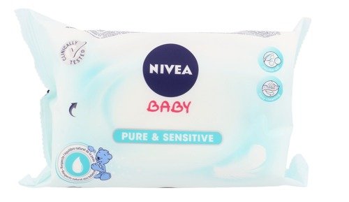 Nivea, Baby Pure & Sensitive, Chusteczki oczyszczające dla wrażliwej skóry dziecka, 63 szt. Nivea