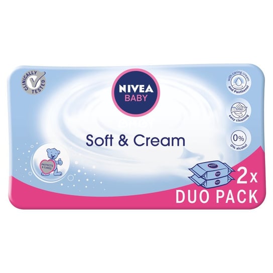 Nivea, Baby Soft&Cream, Chusteczki nawilżane, 2x63 szt. Nivea