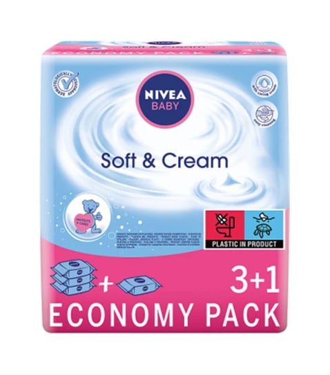 Nivea, Baby Soft&Cream, Chusteczki pielęgnacyjne, 4x63 szt. Nivea