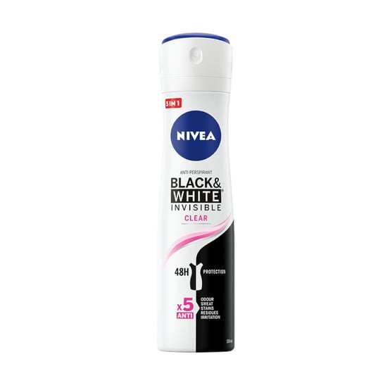 Nivea, Black&White Invisible Clear antyperspirant spray 150ml Nivea
