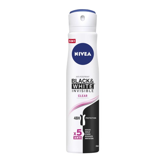 Nivea, Black&White Invisible Clear antyperspirant spray 250ml Nivea