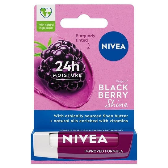 Nivea Blackberry Shine Pomadka Ochronna Koloryzująca Do Ust 24H 4,8G Nivea