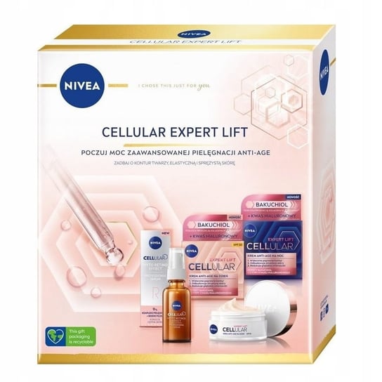 Nivea, Cellular Expert Lift zestaw krem anti-age na dzień 50ml + krem anti-age na noc 50ml + profesjonalne serum z retinolem 30ml Nivea