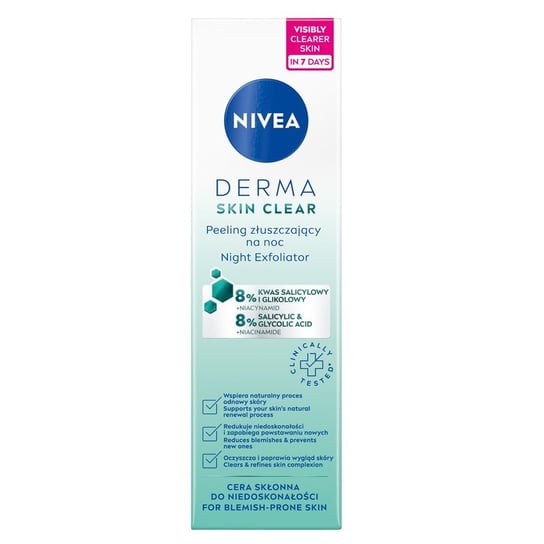 Nivea, Derma Skin Clear peeling złuszczający na noc 40ml Nivea