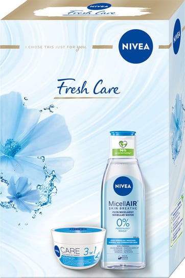 Nivea, Fresh Care zestaw lekki krem do twarzy 3w1 100ml + pielęgnujący płyn micelarny do cery normalnej i mieszanej 200ml Nivea