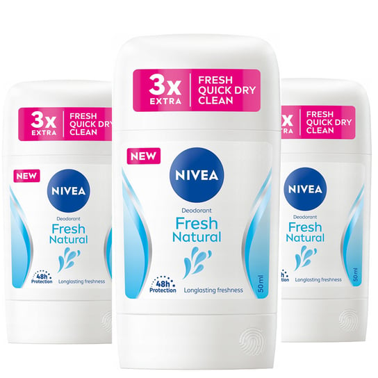 Nivea Fresh Natural, Dezodorant Sztyft, 3szt. Nivea