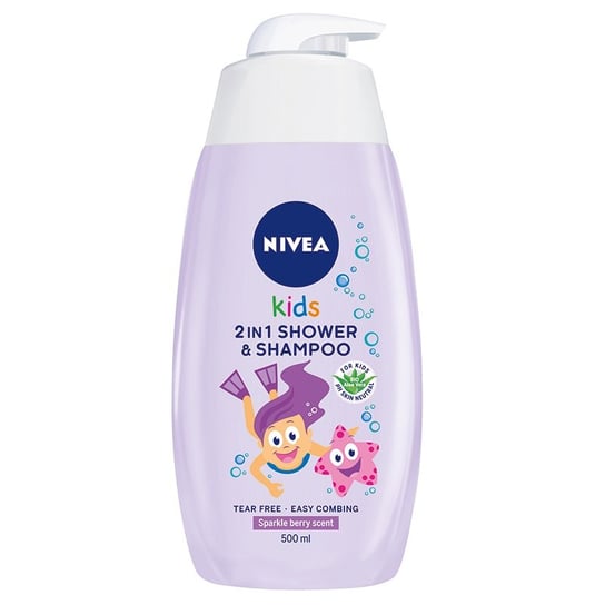 Nivea, Kids, Żel do mycia ciała 2w1 dla dziewczynek, Sparkle Berry, 500 ml Nivea