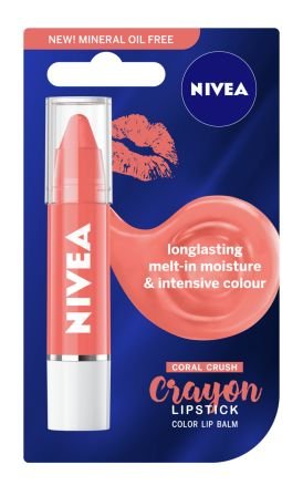Nivea, Lip Care & Color, balsam ochronny do ust w kredce Coral Crush, 3 g Nivea