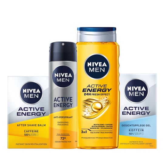 Nivea Men, Active Energy, Zestaw kosmetyków męskich, 4 szt. Nivea Men
