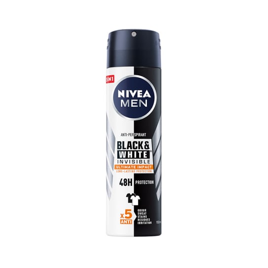 Nivea, Men Black&White Invisible Ultimate Impact antyperspirant spray 150ml Nivea