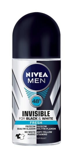 Nivea, Men Invisible Fresh, dezodorant roll-on Black & White, 50 ml Nivea