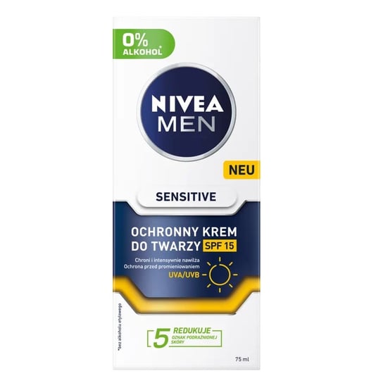 Nivea Men Sensitive, Ochronny krem do twarzy SPF 15, 75 ml Nivea Men