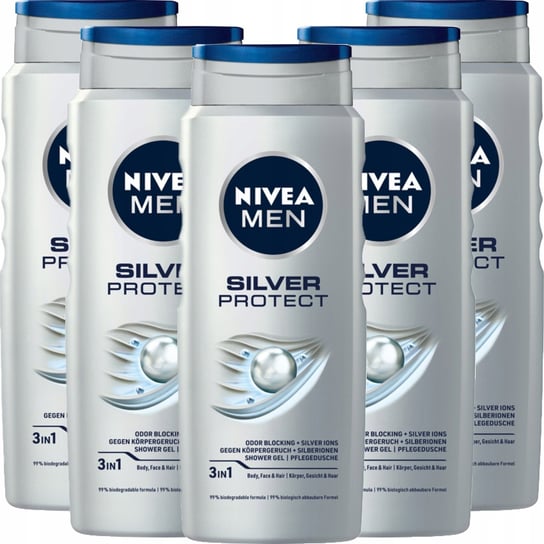 Nivea Men, Silver Protect, Żel Pod Prysznic, 5x500ml Nivea Men
