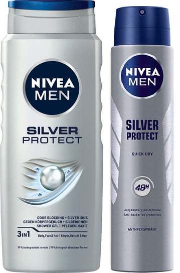 Nivea Men Silver, Zestaw Kosmetyków, 2 Szt. Nivea Men
